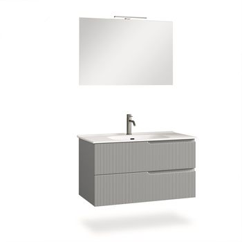 Mueble de baño de 4 piezas en mdf gris mate