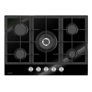 Infiniton 78GLN52 Placa de Gas 5 Zonas 70cm Cristal Negro