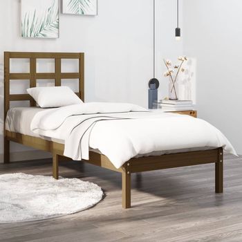 vidaXL Estructura de cama madera maciza marrón miel 100x200 cm