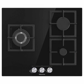 Hisense GG633B Placa de Gas 3 Zonas 60cm Cristal Negro