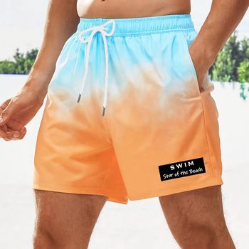 Pantalones Cortos Informales Holgados Con Cordón Para Hombre Con Estampado Tie Dye Y Bolsillos, Ideales Para La Playa Y Deportes De Verano