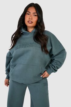 Sudadera Plus Oversize Con Capucha Y Aplique De Tela Dsgn Studio, Verde