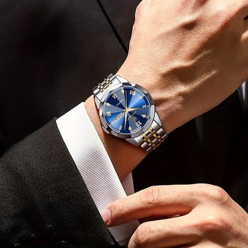 Reloj Para Hombre POEDAGAR, Resistente Al Agua, Con Calendario Luminoso Y Correa De Acero Inoxidable