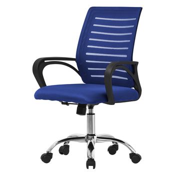 Silla de oficina ergonómica azul con resposabrazos