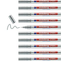 edding 751 Bullet Tip Paint Marker Fine Silver (10 Pack)