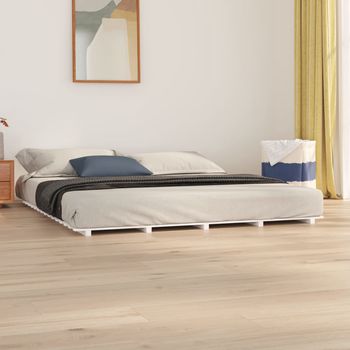 vidaXL Estructura de cama de madera maciza de pino blanco 200x200 cm