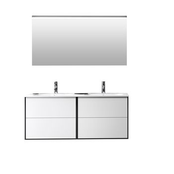 Mueble de baño de 4 piezas con doble bañera en melamina blanca