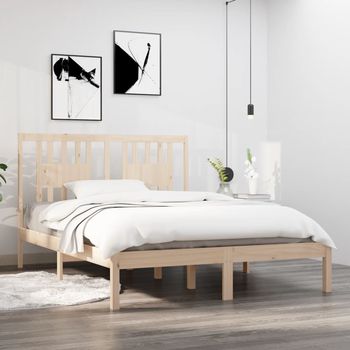 vidaXL Estructura de cama doble pequeña sin colchón madera maciza