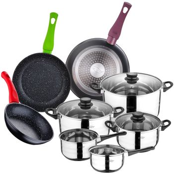 San Ignacio Toledo Batería de Cocina 8 Piezas + Jolie Set de 3 Sartenes