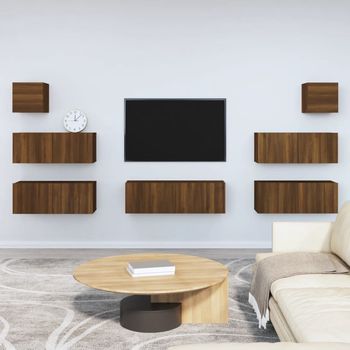 vidaXL Set de muebles para TV 7 pzas madera contrachapada roble marrón