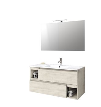 Mueble de baño de 4 piezas en melamina roble claro