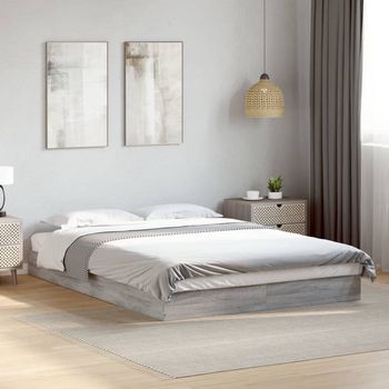 vidaXL Estructura de cama madera de ingeniería gris Sonoma 135x190 cm