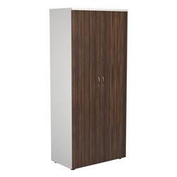 1800 Wooden Cupboard (450mm Deep) White Carcass Dark Walnut Doors