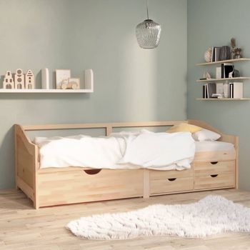 vidaXL Sofá cama de 3 plazas sin colchón madera maciza pino 90x200 cm