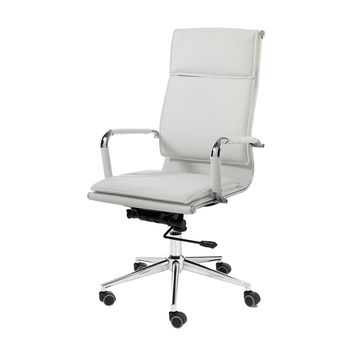 Silla de oficina en polipiel blanca cm h.110/120xl.57xp.66