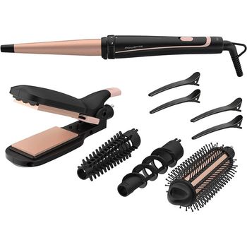 Rowenta Multistyler Infinitos Looks 14 en 1 Rizador de Pelo Negro/Rosa