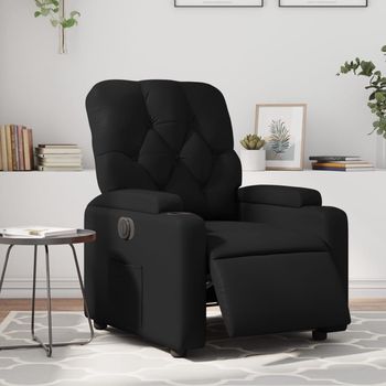 vidaXL Sillón reclinable eléctrico de cuero sintético negro