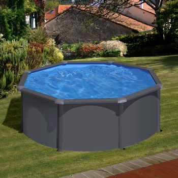 Piscina desmontable de acero imitación antracita redonda gre ø 3 x 1,2 m