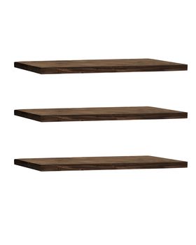 Pack 3 estanterías de madera maciza flotante nogal 180x3,2cm