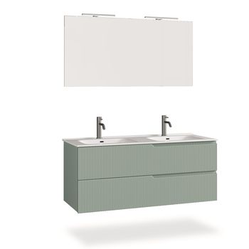 Mueble de baño de 5 piezas con doble bañera en mdf verde salvia