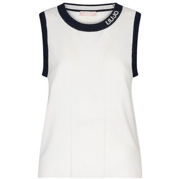 Liu Jo Blusa Top blanco acanalado para mujer