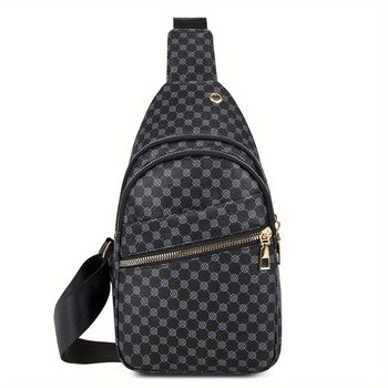 Bolso De Pecho Clásico Para Hombre, Bolso Bandolera De Moda Casual De Poliuretano (PU)