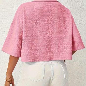 Blusa Corta De Manga Corta Con Botones Delanteros, Ideal Para Primavera Y Verano, Ropa De Mujer