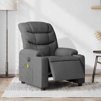 vidaXL Sillón reclinable de masaje eléctrico tela gris oscuro