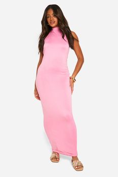 Vestido Maxi Súper Suave Con Escote De Nadador, Pink