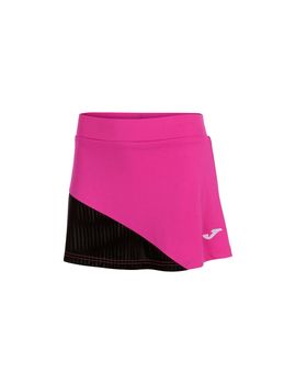 Falda de tenis joma montreal rosa flúor negro niña