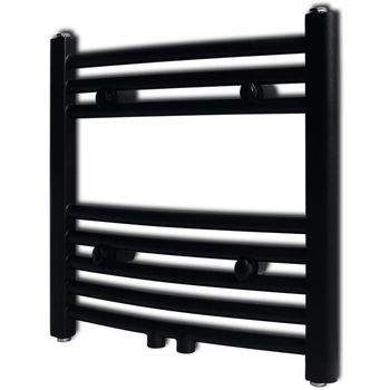 vidaXL Radiador toallero de baño curvo negro 480x480 mm