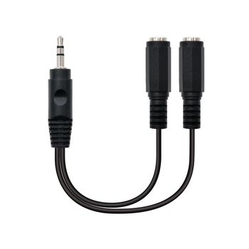 Nanocable Cable Audio Estéreo Jack 3.5mm Macho a 2x Jack 3.5mm Hembra 15cm Negro