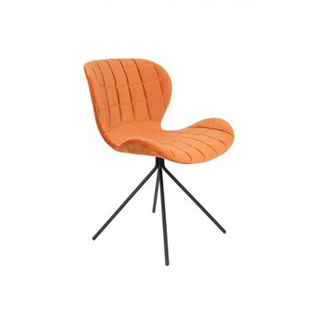 Silla de diseño de terciopelo naranja para comedor