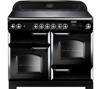 Rangemaster Classic CLA110ECBL/C Electric Ceramic Range Cooker - Black & Chrome, Black