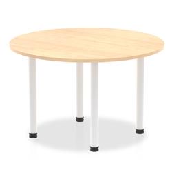 Impulse 1200mm Round Table Maple Top White Post Leg