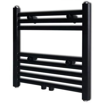 vidaXL Radiador toallero de baño recto negro 480x480 mm