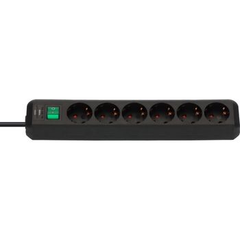 Brennenstuhl Eco-Line Regleta de Enchufes con 6 Tomas de Corriente e Interruptor 1.5m Negro