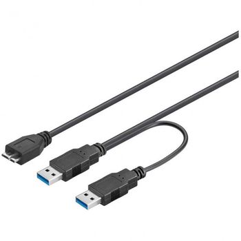 Goobay Cable Micro USB B a 2xUSB 3.0 30cm Negro