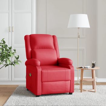 vidaXL Sillón de masaje de cuero sintético rojo