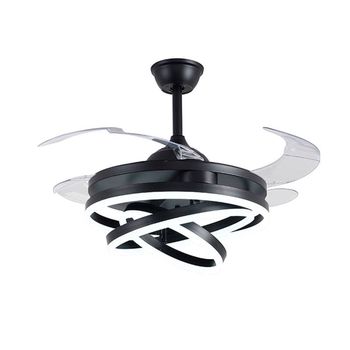 Bel Air Sfera Ventilador de Techo con Luz y Mando a Distancia 72W 108cm Aspas Retráctiles Negro