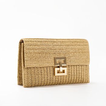 Bolso de mano tejido de vacaciones bohemias, billetera de solapa cuadrada para mujer, bolso de mano de paja