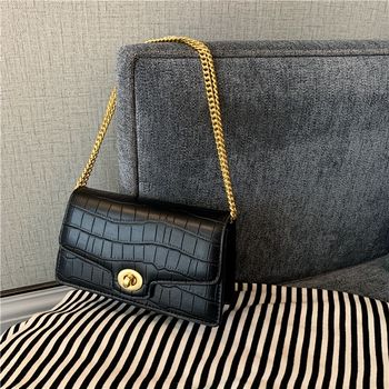 Bolso de hombro con estampado de cocodrilo, bolso de cadena retro para mujer, bolso cuadrado de lujo y simple