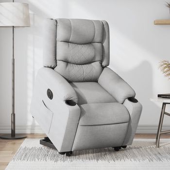 vidaXL Sillón eléctrico reclinable elevable de tela gris claro