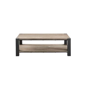 Mesa de centro de madera de pino maciza y metal