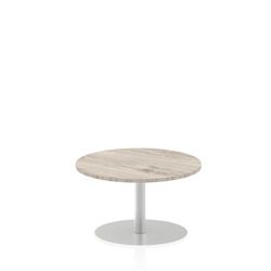 Italia 800mm Poseur Round Table Grey Oak Top 475mm High Leg