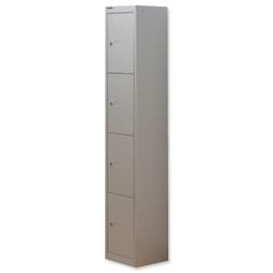 Bisley Locker Steel 4-Door W305xD305xH1802mm Goose Grey