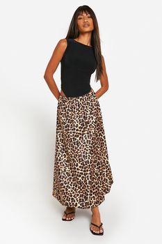 Falda Maxi De Leopardo Con Bola, Multi