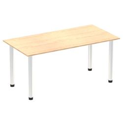 Impulse 1600mm Straight Table Maple Top Chrome Post Leg