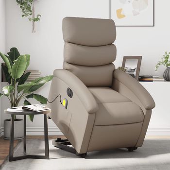 vidaXL Sillón reclinable de masaje eléctrico cuero sintético capuchino