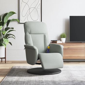 vidaXL Sillón reclinable masaje con reposapiés terciopelo gris claro